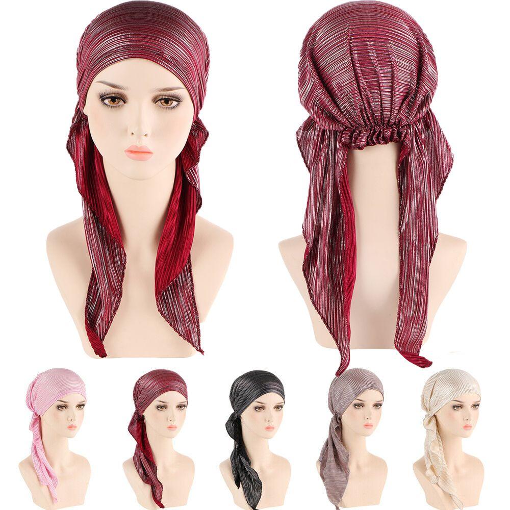 Cover Women Headscarf Headwear Headwrap Cancer Chemo Cap Pre-Tied Bonnet Beanie Cap Muslim Hijab