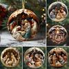 12 Pcs Nativity Scene Ornament Round Wooden Birth of Jesus Christian Keepsake