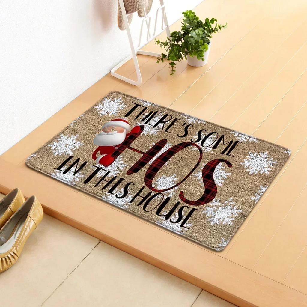 Merry Christmas Welcome Doormat Winter Non-Slip Rubber Backed Floor Mat for Home Indoor Outdoor Entrance Decoration