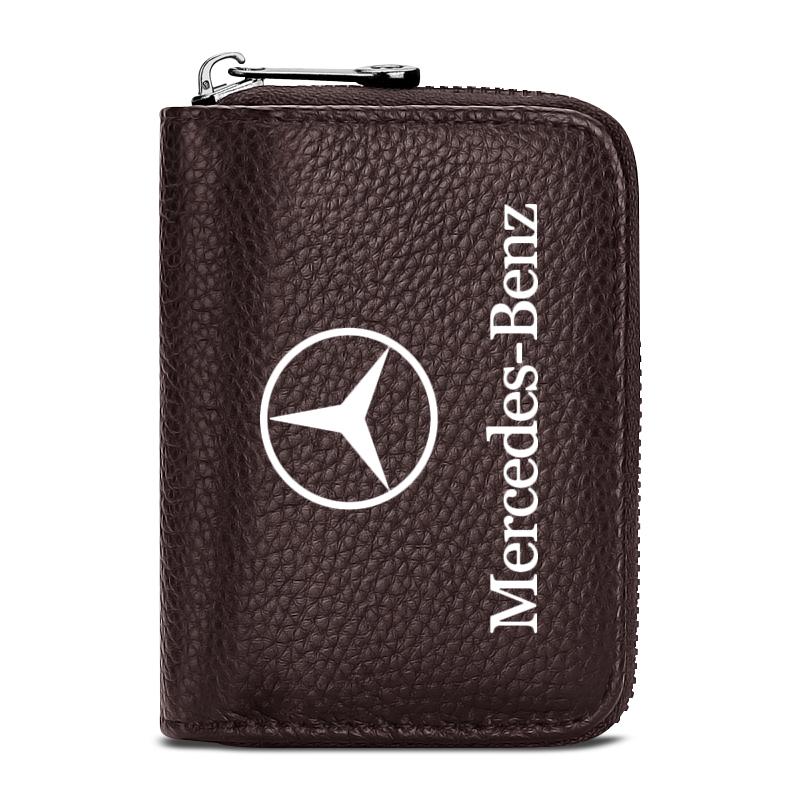 1Pcs Genuine Leather Car Driver's License, ID Card, Bank Card Wallet For Mercedes-Benz C500 C200 C300 A B C E GLA CLA GLK GL ML GLE V177 W247 W176