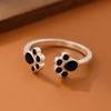 Stylish Black Kitten Paw Open Ring for Women