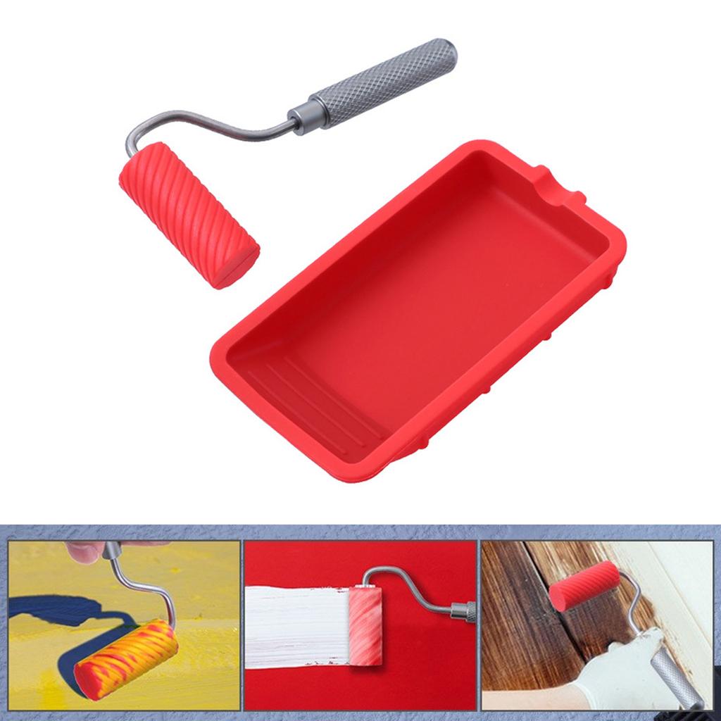 Upgrades Silicone Paint Roller with Brush Set with Tray Wall Painting Tool Completes Home Painting for House Improvement