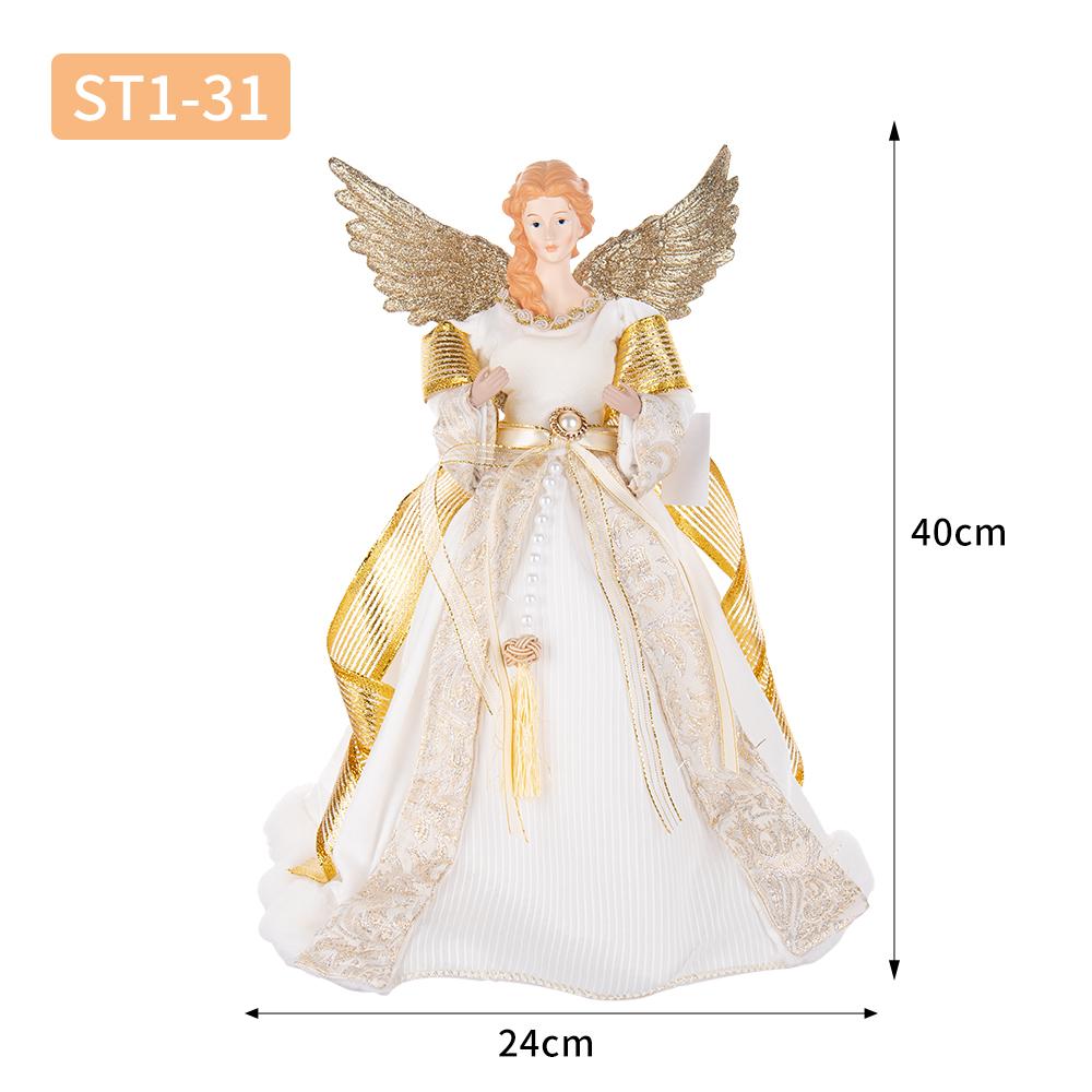Christmas Doll Standing Treetop Figurine Angel In Gown Home Table Decoration Room Decor Statue Home Accessories Desk Decor