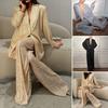 Women Sequin Shirt Pants Lapel V Neck Baggy Long Sleeve Mid Length Coat Wide Leg Oversized Trousers for Parties Club Celebrity Outfit