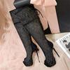 Sexy Peep Toe Breathable Mesh Knee-High Boots Women Platform Ladies Shoes Elegant Stiletto Heels Sandals Booties