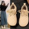 Soft-soled Lace-up Thickened Lazy Bread Shoes Women's Autumn and Winter 2025 New Velvet Cotton Shoes Casual Versatile Snow Boots