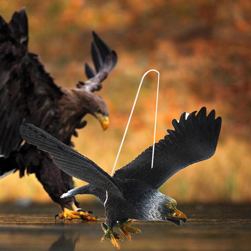 1 Piece Outdoor Eagle Figurine Hanging Bird Deterrent Plastic Eagle Ornament Vivid Flying Bird Hawk Decoy Garden Scarecrow