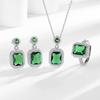 Emerald Jewelry Necklace, Earrings, Ring, European and American Luxury Three-piece Set of Zircon Jewelry
