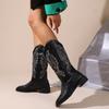 Spring New Mid-tube Women's Boots Cowboy Knight Boots Women's Autumn Long Tube Embroidery Retro Shoes Women Botas Mujer Botines