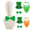 StPatrick Day Beard Hat Bowtie Costume Set for Family Gathering Carnival Party Celebration Props Irish Holiday Supply