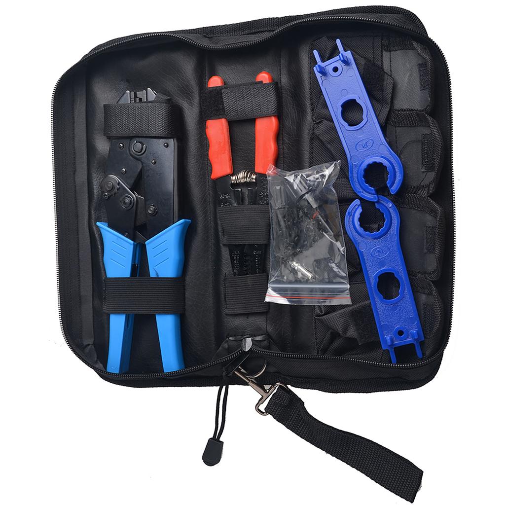 Solar Crimping Tools for Solar Panel PV Cable Include 1 Pair Solar Connector, Stripper, Spanner,