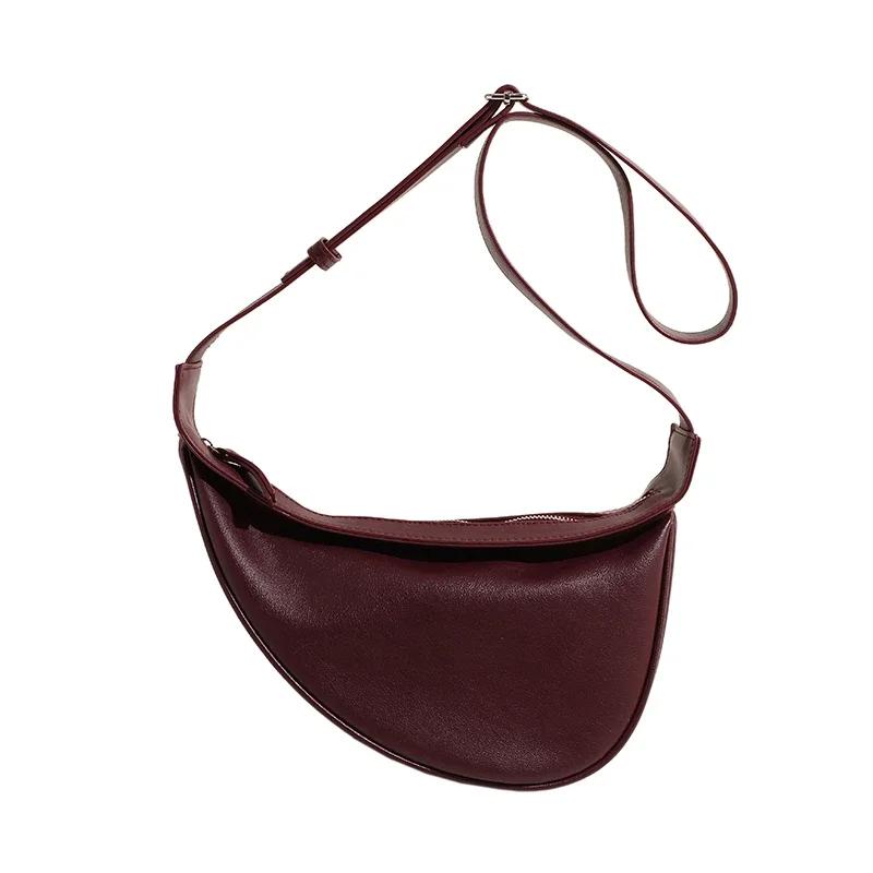 PU Zipper Bags for Women New Hot Sale Casual Fashion Shoulder Bag Solid Saddle Crossbody Bags Shoulder Bags Bandolier