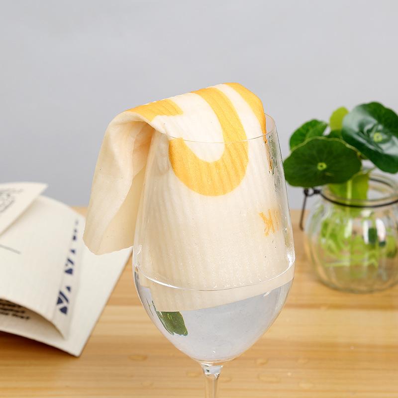 1PC Kitchen Printed Absorbent Dishcloth Cellulose Cleaning Cloths Wet Dry Household Rag Reusable