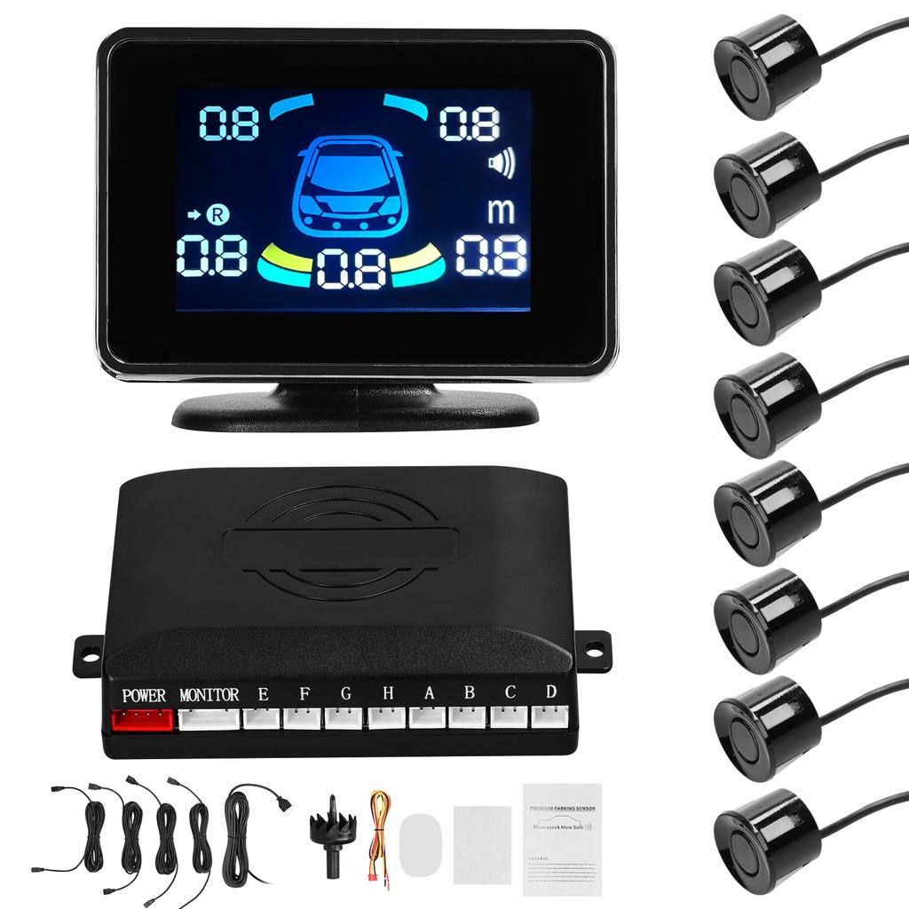 Car Parking Sensor Reversing Radars System Front & Rear Support Sound WarningBuzzerMute with 8