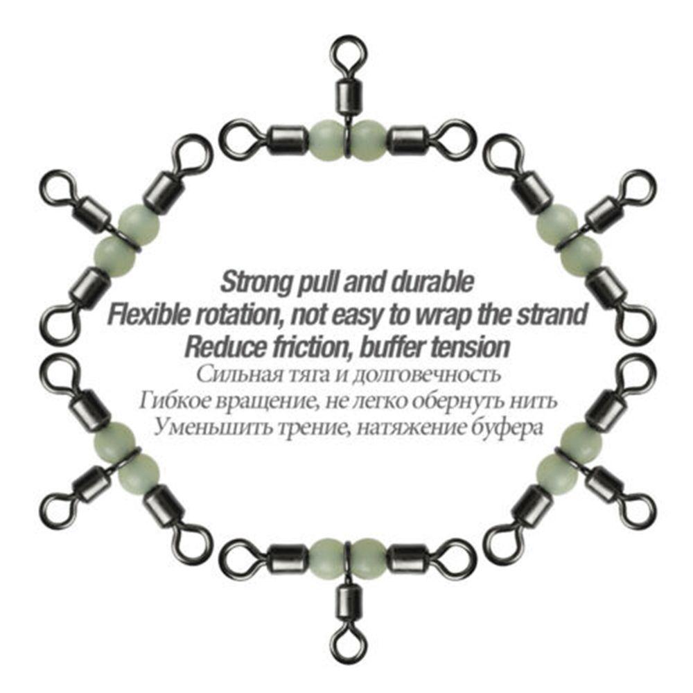 10Pcs Durable Splitter Luminous Wivels Bearing Fishing Pin Line Connector Trident 3 Way Ring Rolling