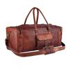 Vintage Genuine Goat Brown Leather Travel Luggage Duffel Weekender Overnight Bag