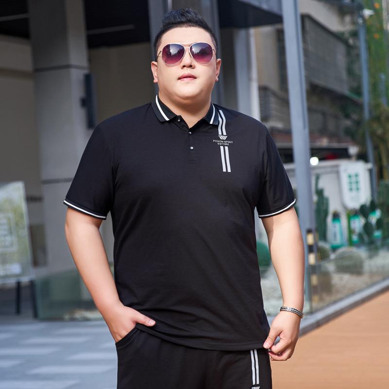Fat Men's Fat Plus Size Short-sleeved Lapel Polo Shirt Oversized Loose Half-sleeved T-shirt Bottoming Shirt Oversized