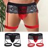 Men Club Garter Boxers U Convex Breathable Bouncy Solid Color Lace Clubwear See-through
