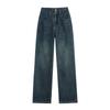 Retro Straight Jeans for Women In Spring and Autumn New Style Small High-waisted Floor Slimming Loose Wide-leg Pants
