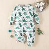 1-24 Months Infant Baby Cute Heart Dinosaur Full Print Romper Long Sleeve Jumpsuit