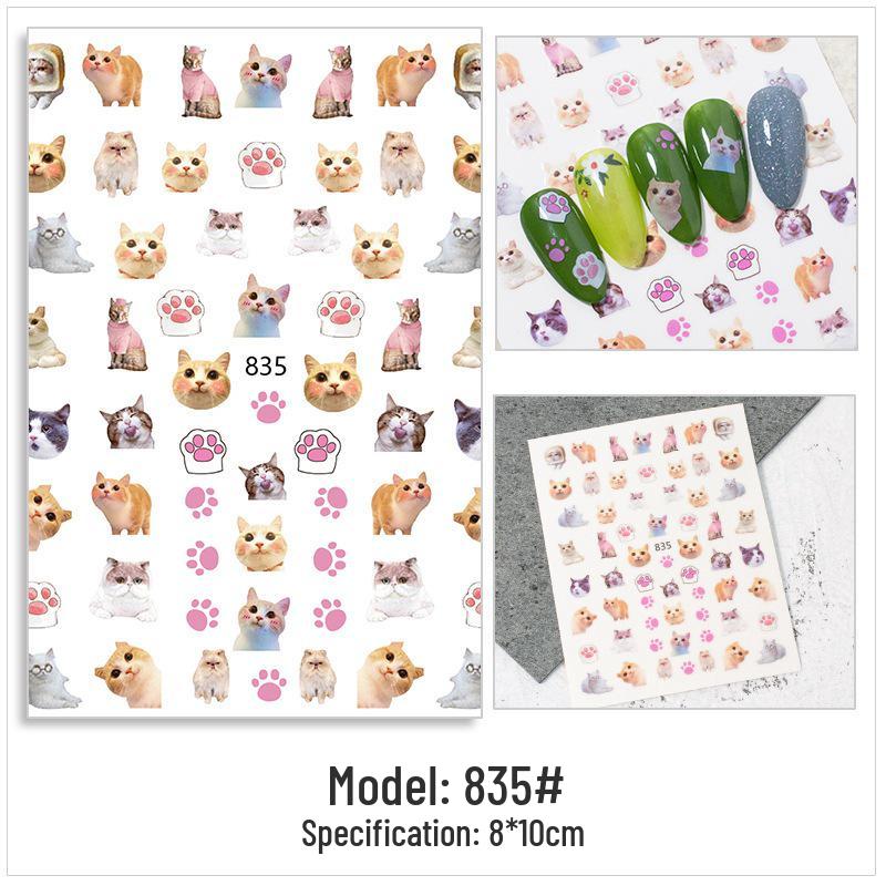 Adorable Pet Nail Decals: Rabbit, Puppy, Kitten Stickers
