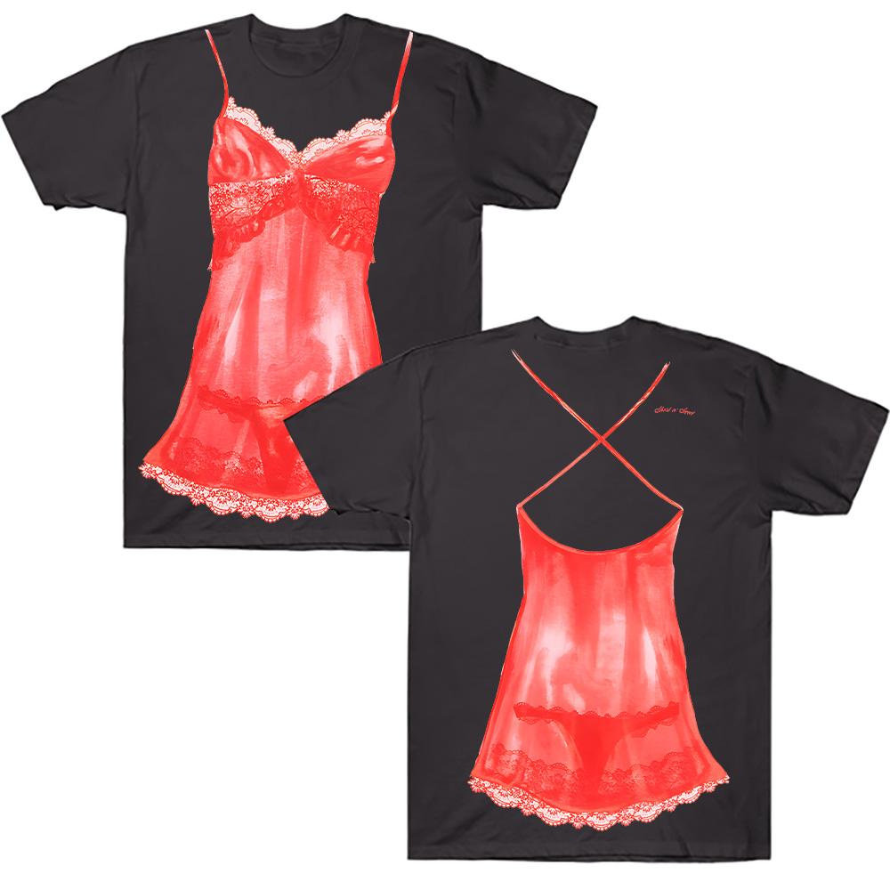 Сабрина Карпентер Красное кружевное боди Футболка Подарки для фанатов Сабрины Карпентер Одежда Летний топ с графикой и круглым вырезом Повседневная хлопковая футболка Унисекс