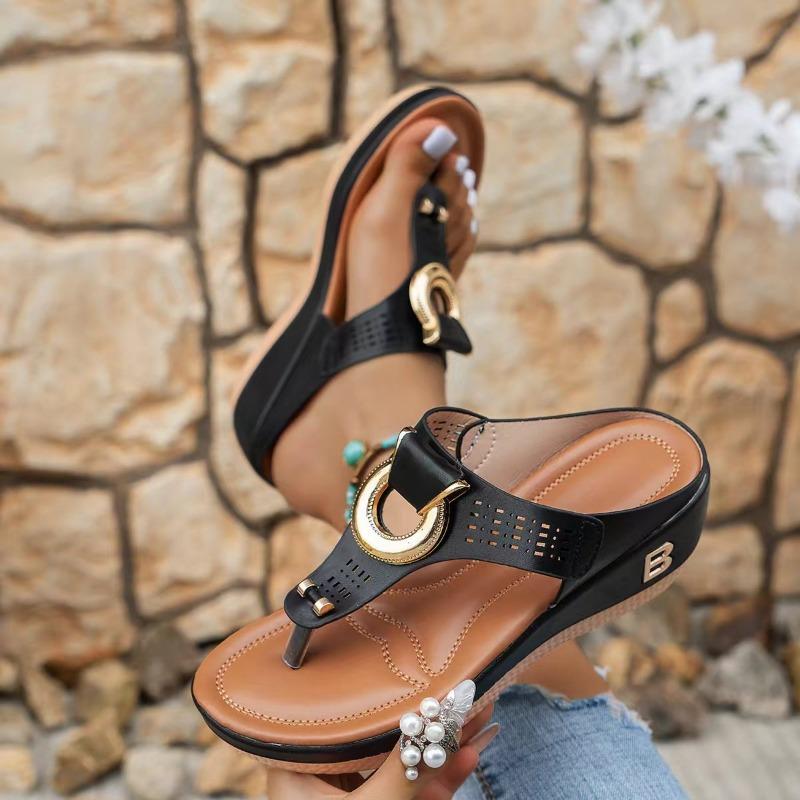 Summer Slippers Women Big Size Platform Wedges Sandals Slippers Non-Slip Open Toe Flip Flops Ladies Comfortable Beach Shoes