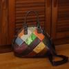 Genuine Leather Crossbody Bag for Women  Portable Shoulder Bag  Color Contrast  Geometric Pattern  Retro Style  Soft  Random Color  Contrast