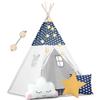 Nukido Children's Teepee Tent with Lights - Navy Blue