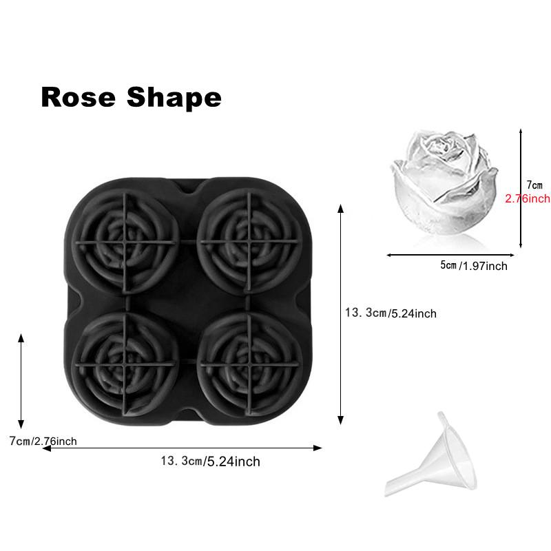 Ice Cube Trays Rose Ice Maker 3D Ice Ball Mold Halloween Skull Chocolate DIY Tool Diamond Silicone Moulds With Funnel