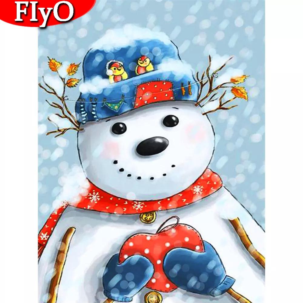 Diamond Embroidery Painting Christmas Snowman Art Rhinestone Mosaic Landscape Handicraft Needlework Wall Art