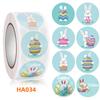 Easter Stickers Rabbit Egg Shaped Stickers 500 Round Copperplate Paper Roll Labels
