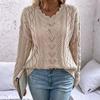 Women's Autumn/winter Knitted Hollow V-neck Casual Sweater