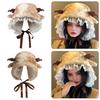Deer Design Winter Hat Plush Ears Women Furry Animal Hat Cold Days Skiing Snowboarding Windproof Ear Protection Warm Hat