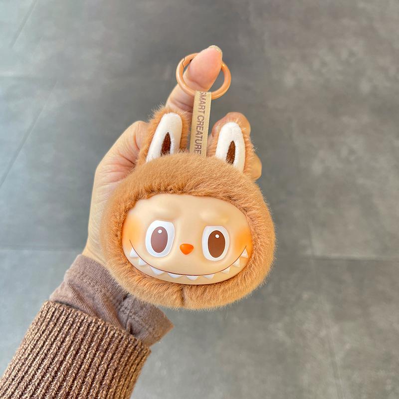 Cartoon Labubu Plush Keychain Kawaii Stuffed Doll Toys Backpack Pendant Decoration Accessories Car Keyring Birthday Gifts