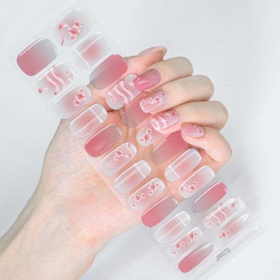 Yousheng 1 Set Gel Nail Stickers for Fragile Nails Easy Removal Waterproof Nail Art Stickers DIY Nail Art Decals with File Wooden Stick Cotton Pad