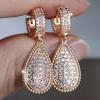Women's Water Drop Earrings Elegant Gold Color Jewelry For Wedding Party Exquisite Anniversary Gift