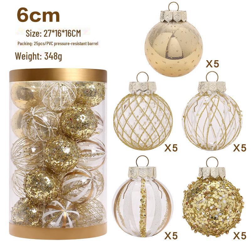 Platinum Boutique PET Christmas Ornament Set: Painted Baubles for Tree Decoration