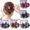 Women Elegant Flexible Rhinestone Flower Duckbill Hair Clip Hairpin Claw Gift