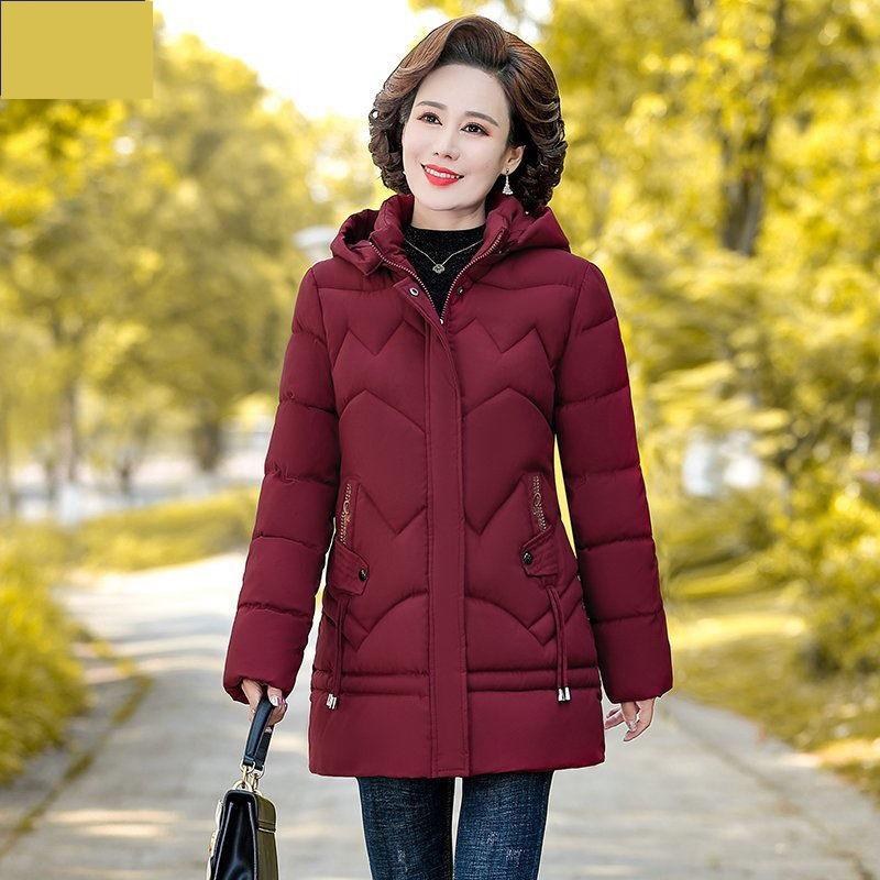 Winter Jacket Middle-aged Mother's Clothing Hooded Parkas Loose Plus Velvet Thick Winter Coat Female Warm Zipper Parka Outwear