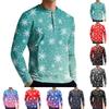 Men's Casual Button-Down Sweatshirt Fashion Printed Long Sleeve Shirt Pullover