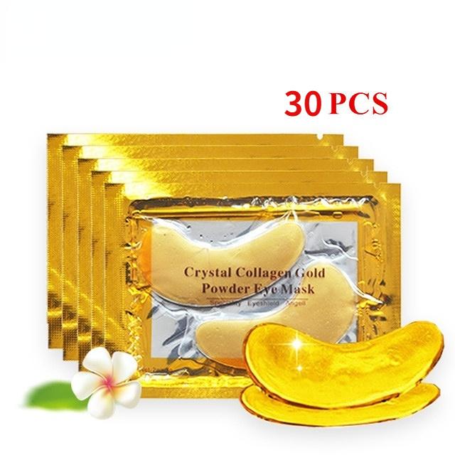 30pcs Gold Eye Mask Patches Crystal Collagen Anti Aging Remove Puffiness Dark Circles Moisturizing Sleep Eyes Pads Gel Skin Care