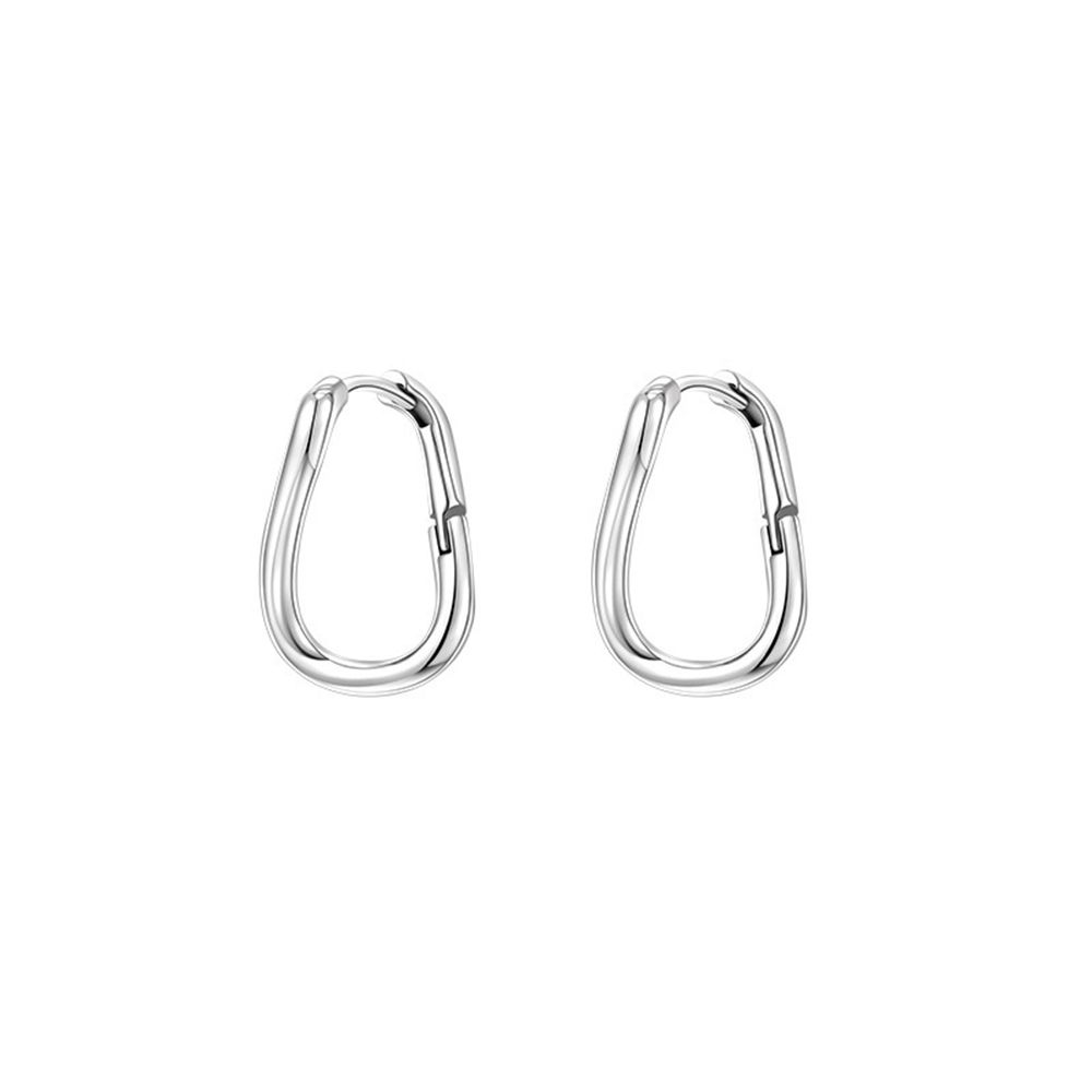 Girls Exquisite 925 Sterling Silver Rregular Dislocation Earring Plain Hoop Earrings Goth Ear Studs
