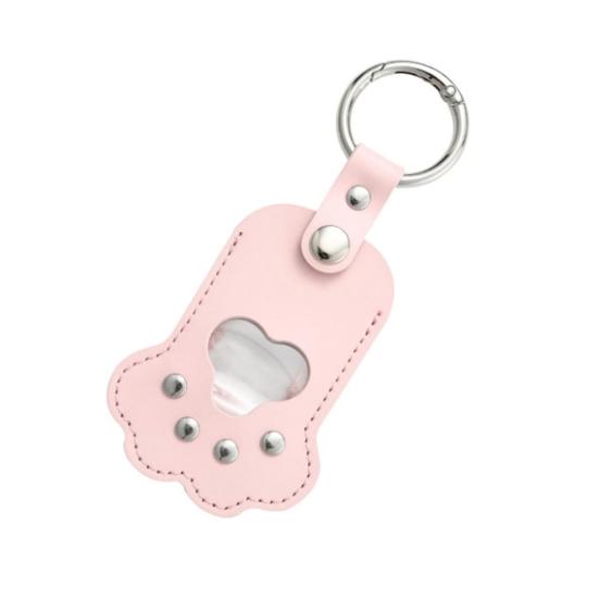 Pet Memorial Keychain Pendant with Hair Engraving Feature Dog Cat Claw Design Faux Leather Pet Hair Memorial Keychain