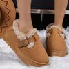 Fashion Adjustable Buckle Platform Snow Boots Women Solid Color Faux Suede Snow Boots Woman Soft Short Plush Warm Shoes Winter 2025