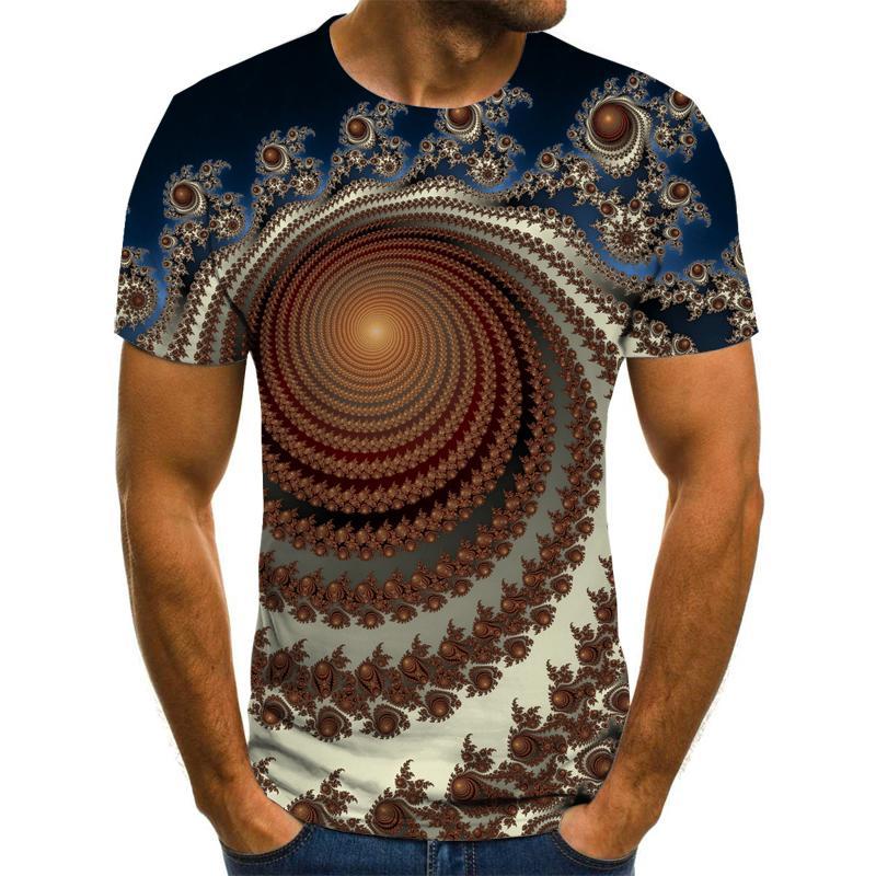 Three-dimensional Graphic T-shirt Casual Lattice Tops 3D Men's T-shirt Summer T-shirt Men's O-neck Shirt Plus Size Streetwear