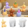 Cartoon Teddy Bear Silicone Candle Mold Beckon Sitting Animal Resin Mould Party Scented Decor 3D Taper Hat Gypsum Birthday Gifts