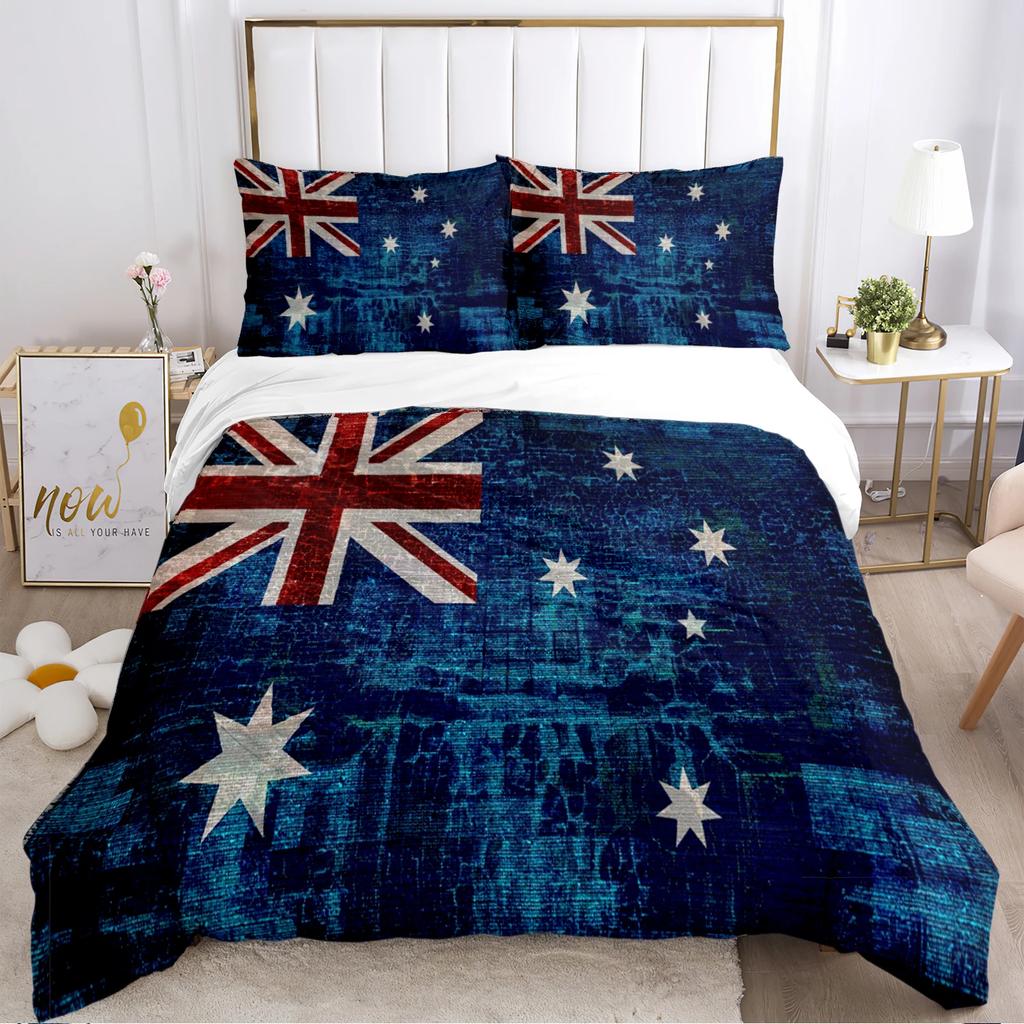 US UK National Flag Digital Polyest Duvet Cover Bedding Sets Soft Quilt Cover and Pillowcases for Teens Single/Double/Queen/King