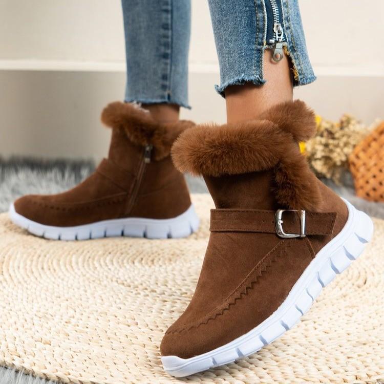 Women's Korean Style Winter Snow Boots Plus Velvet Warm Flat Boots