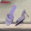 Fashion Female Slip On Footwear Thin Heels Pumps Women Slides Shoes Fashion Round Toe Party Sexy Ladies High Heels Shoes Sandals